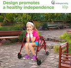 Klip- Lightweight Posterior Rollator Walker/Gait Trainer 4 Wheel - with Flip-Up Seat for Toddlers, Kids, Teens with Special Needs/Cerebral Palsy-Front Swivel Wheels, Height Adjustable, Foldable