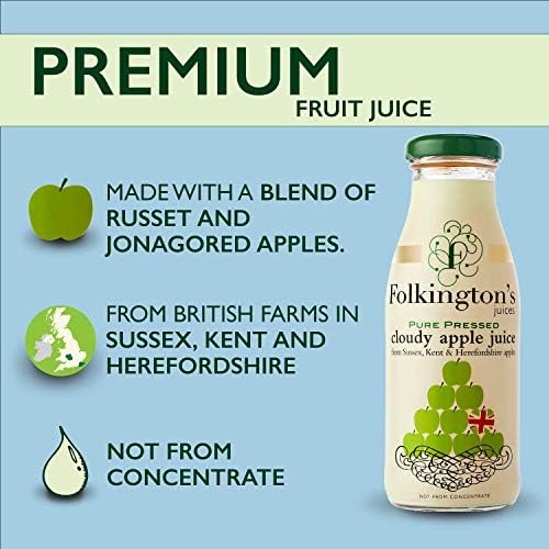 Folkington's Pure Pressed Cloudy Apple Juice 250 ml (Pack of 6)