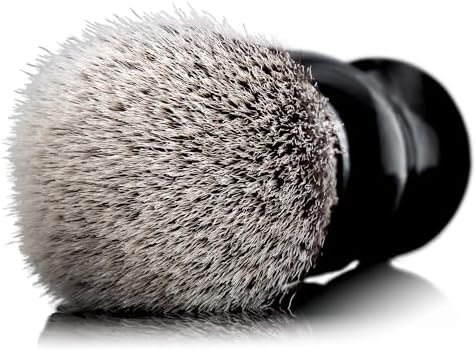 Lather & Wood Shaving Brush for Men- Premium 100% Synthetic Silvertip Hair - with Travel Case - Black Obsidian Acrylic Handle