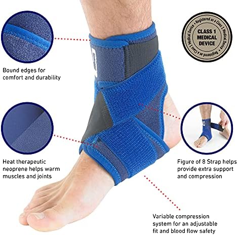 Neo-G Ankle Brace with Figure of 8 Strap – Neoprene Ankle Brace for Ligament Damage, Arthritis, for Sprained Ankle, Weak Ankles – Class 1 Medical Device - One Size