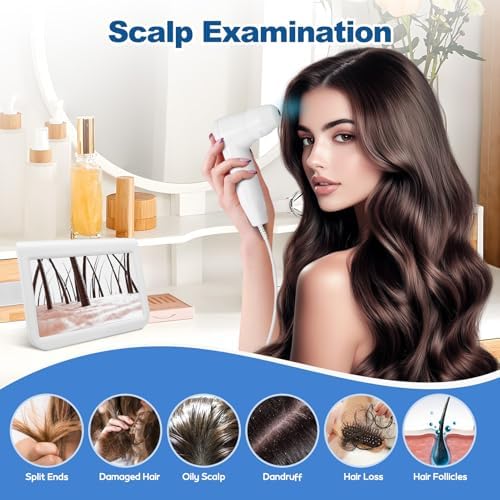 10.2 Inch Skin Diagnosis Hair Analyzer, LCD Screen Digital Skin Detector,Scalp Analysis Machine, Scalps Camera with 50X/200X Dual Lens, Tester Hair Detection Follicle Detector