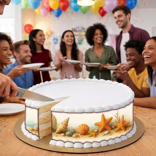 3 pcs Seashell Ocean Cake Strips Edible birthday cake strips, cake side borders, Icing Sheets 2.7X11.8