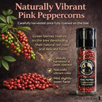 100% Gourmet Pink Peppercorns Grinder, Brazilian Whole Pink Peppercorns, Premium Glass Grinder, Fresh Gourmet Peppercorns, Non-GMO