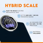 ZENO Hybrid 2-in-1 Analog & Digital Weighing Scale for Body Weight up to 400lbs - Thick Tempered Glass - Extra Large Display - Easy to Read Digital Bathroom Scale - New - Dark Blue