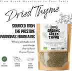Apsogo Organic Greek Thyme – Premium Dried Thyme Leaves from Greece (7.05 oz) Aromatic for Cooking, Tea & Seasoning, Resealable Eco Pouch