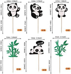 24 Pack Panda Cupcake Toppers Glitter Green Bamboo Cupcake Picks Cute Animal Bear Cake Decorations Baby Shower Kids Birthday Panda Theme Party Supplies