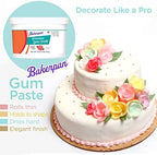 Bakerpan White Gum Paste for Cake Decorating, Create Flowers, Leaves, Elegant Ruffles - 1 Pound, Vanilla Flavor (Made in USA)