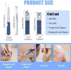 24 Sets Manicure Set Bulk, 4 in 1 Stainless Steel Fingernail Clippers Kit Nail Cutter Trimmers with Travel Case, Professional Pedicure Tools for Personal Care, Gifts, Travel and Home Use, Blue