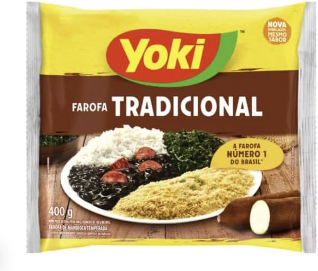 Farofa Temperada Tradicional Brasileira Yoki 400g - Pack 2 x 400g - Brazilian Seasoned Cassava Farofa