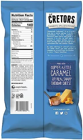 G.H. Cretors’ Gourmet Caramel Corn Popcorn – Irresistible Cheese & Rich Caramel Flavor in Convenient Individual Bags, 7.5 Oz (6 Pack)