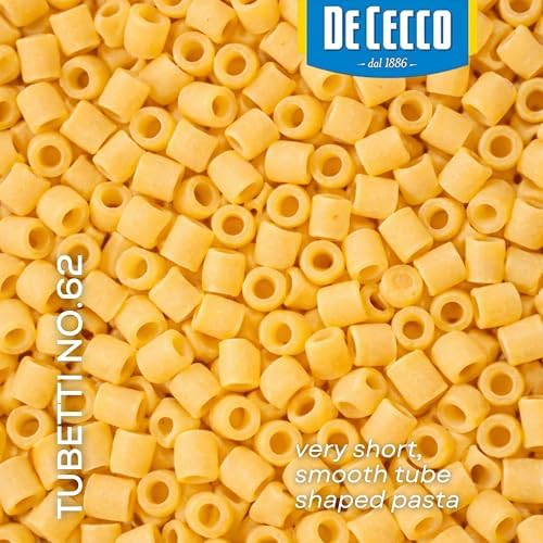 De Cecco Tubetti No. 62 Pasta, 16 Oz (Pack of 5), Authentic, Slow Dried, Made with Durum Wheat, Versatile Pasta for Sauces & Recipes, Made in Italy