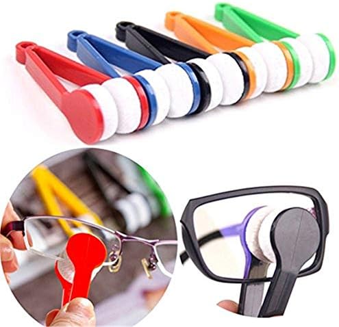 5 Pcs Mini Sun Glasses Eyeglass Microfiber Spectacles Cleaner Soft Brush Cleaning Tool Mini Microfiber Glasses Eyeglasses Cleaner Cleaning Clip (Blue,Green,Black,Red,Orange)