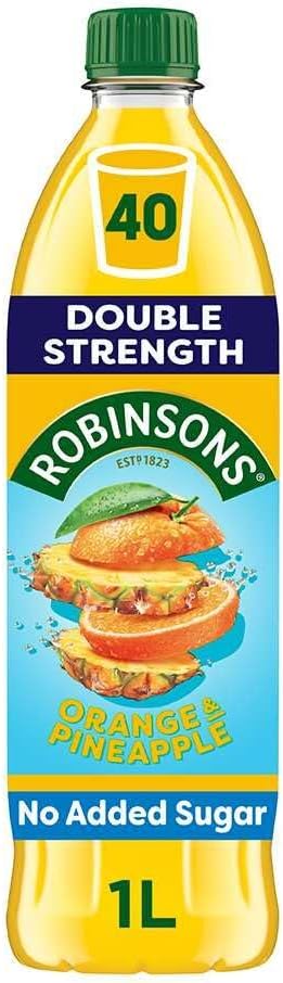 Robinsons Double Strength Orange & Pineapple Fruit Squash No Added Sugar 1750Ml (Pack of 1)