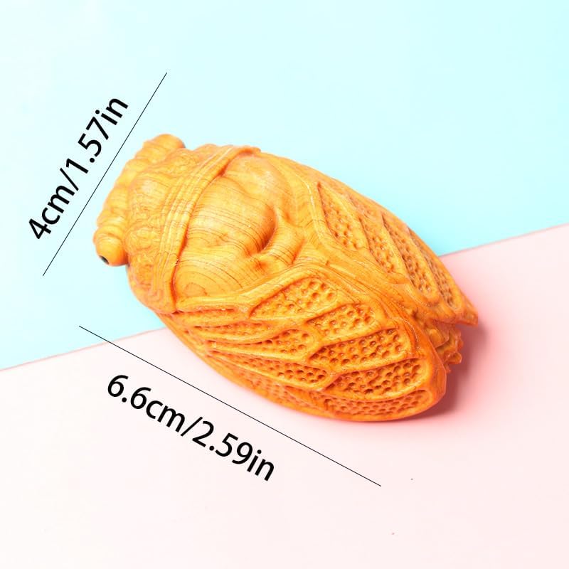 Acxico 1 Piece Charming Wooden Cicada Figurine, Versatile Indoor/Outdoor Decor, Natural Wood Insect Statue, Home Accent for Christmas and Daily Display
