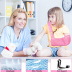 Kids Arm Sling,Mesh Medical Sling with Adjustable Shoulder Pad,Breathable Children Arm Support Shoulder Immobilizer Brace for Elbow,Wrist Injury,Torn Rotator Cuff,Post-Surgery(Pink,XX-Small)