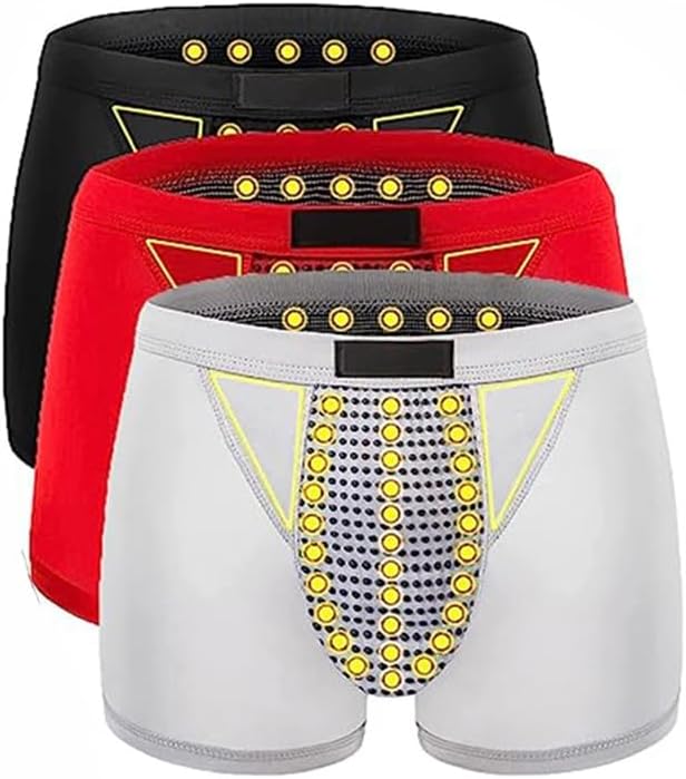 3/6 PCS Prostate Therapy Underwear for Men Physiological Boxer Briefs Tourmaline Magnetic Inner Pants (Color : 3pcs, Size : Large)