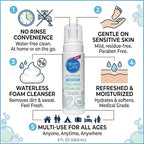 No-Rinse Foaming Body Wash - Waterless Foam Cleanser for Elderly, Adults, Kids, Infants & Caregiver - Rinse-Free for Sensitive Skin - Travel Size - Refreshed & Moisturized Skin - 8 fl oz (Pack of 1)