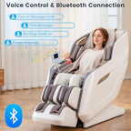 COSTWAY SL Track 3D Massage Chair, Full Body Zero Gravity Massage Recliner with Waist & Calves Heating, Foot Rollers, Voice Control, Bluetooth Speaker, 22 Auto Modes, Installation-Free Design