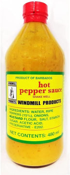 Bajan Windmill Barbados Hot Yellow Pepper Sauce - 480ml/17 oz