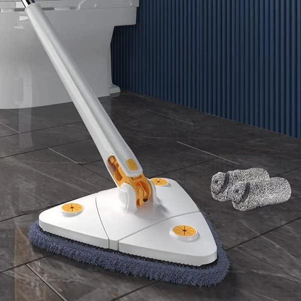 360° Rotatable Adjustable Cleaning Mop, Wall Mop Wall Cleaner with Automatic Water Squeezing Function (White)