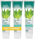 Desert Essence Natural Tea Tree Oil and Neem Toothpaste, Wintergreen,6.25 Oz, Pack of 3