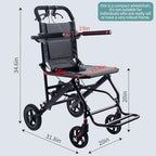 Compact Ultra-Lightweight Portable Transport Wheelchair Foldable Travel Wheelchairs with Handbrake for Adults and Seniors（Black）