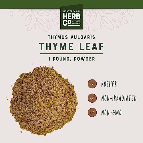 Thyme Powder, by Herb Co, Thymus Vulgaris, from Morocco, Kosher, for Cooking, Mouthwash and Skin Care Formulations, 1 lb