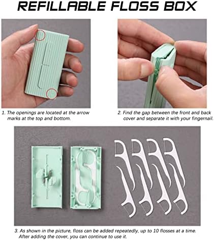 White Dental Floss Portable Case, Storage 10 Picks Adult Floss in Box. The Best Tool for Cleaning Teeth and Oral Care. Portable Travel Floss is Perfect for Dinners,Dating,Travel,Hotels.(White)