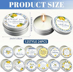 Treela 24 Pcs Capri Lemon Candles Favors Italian Lemon Scented Candle Tins with Lids Amalfi Coast Gifts for Mediterranean Wedding Bridal Baby Shower Party Favors Decorations