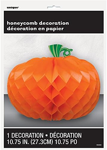 Orange Pumpkin Shaped Honeycomb Centerpiece (10.75") - Eye-Catching Decoration - Perfect for Fall Festivities & Halloween