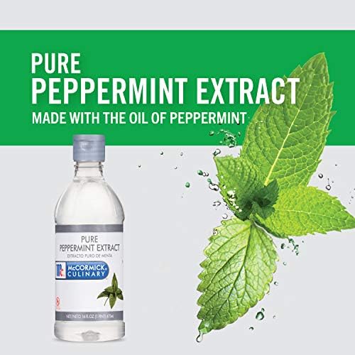 McCormick Culinary Pure Peppermint Extract, 16 fl oz - One 16 Fluid Ounce Bottle of Peppermint Extract, Made from Real Peppermint Leaves to Add Flavor to Milkshakes, Coffees, Cocktails and More