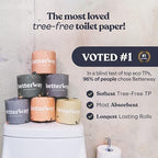 Betterway Bamboo Toilet Paper 3 Ply - Sustainable Toilet Tissue - 12 Long-Lasting Rolls & 360 Sheets Per Roll - Septic Safe - Organic, Plastic & PFAS Free - FSC Certified