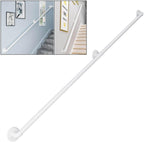 White Stair Handrails Banister, Metal Outdoor Grab Rail, Black Stairway Railing for Stairs, Wall Mounted Handrails Railings, Bar Counter Foot Rail/Support Rod (Size : 2.6 FT)
