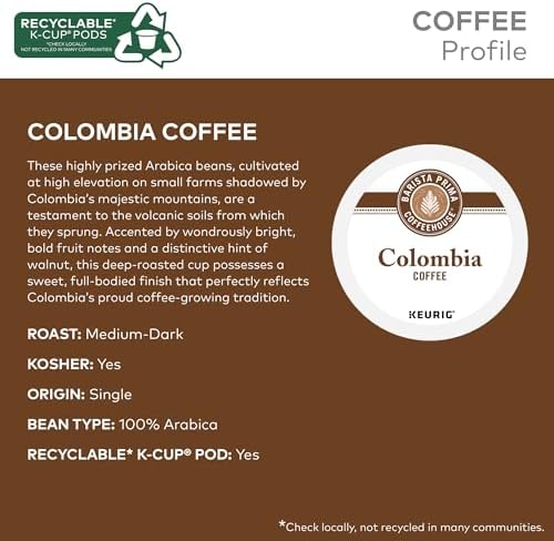 Barista Prima Coffeehouse Colombia Coffee, Keurig Single Serve K-Cup Pods, 96 Count