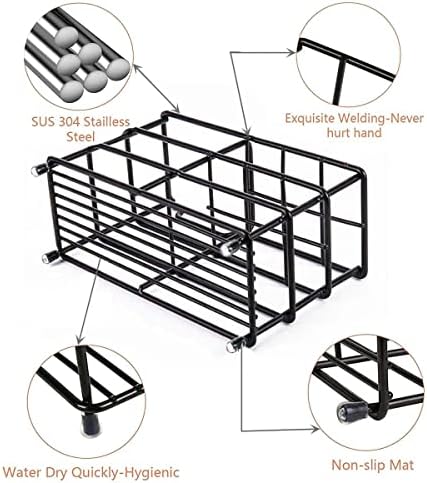 Stainless Steel Toothbrush and Toothpaste Holder for Bathroom – 7-Slot Black Organizer, Space-Saving Hygienic Storage with Modern Design for Countertop