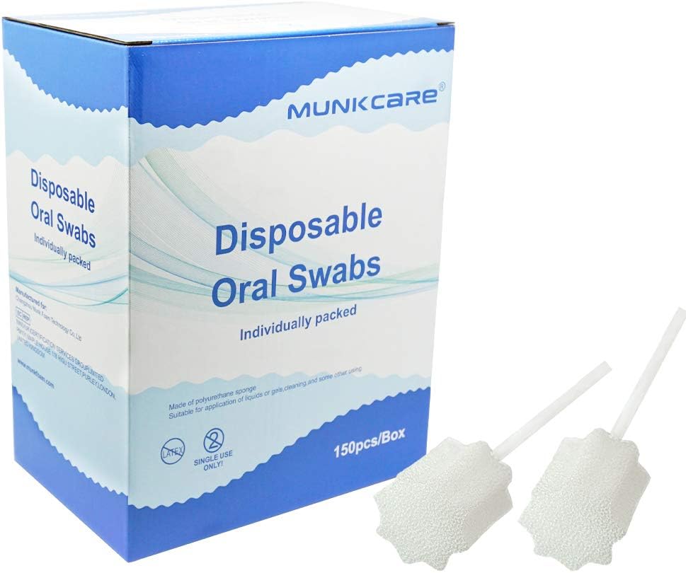 Oral Mouth Swabs Sponge- Untreated and Unflavored for Baby & Elderly Oral Cleaning White 150 Counts