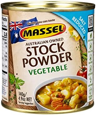 Massel Salt Reduced Vegetable Style Bouillon Powder | 6 Pack (6 x 4.9 oz) | Low Sodium Plant Based Broth | Gluten & Dairy Free, Vegan