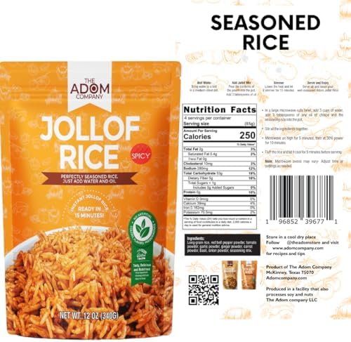 Jollof Rice Mix – Ready-to-Cook, Authentic Nigerian Flavor, Richly Spiced, Easy 15-Minute Meal, All-Natural Ingredients, No Preservatives – Perfect for Family Dinners & Parties, (340g, Spicy)