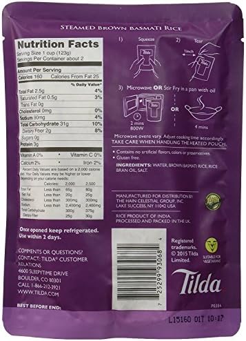 Tilda Legendary Rice Steamed Basmati, Brown, 8.5 Ounce (Pack of 6)