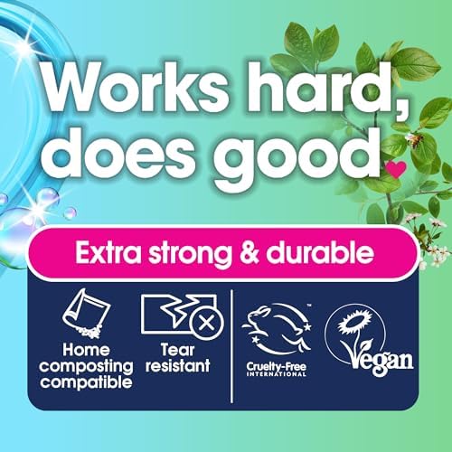 EcoZone Caddy Liners, 100% Compostable & Biodegradable Bin Bags, 10 Litre Size, Strong Tear Resistant, Mindful Vegan Natural Sacks Made from Plants, Plastic Free (Roll of 22)