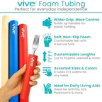 Vive Foam Tubing (9 Pack) - Utensil Padding Grips - Spoon, Fork Round Hollow Medical Closed Cell Tube - Cut to Length - Provides Wider, Larger Grip Pipe Tool for Dexterity, Disabled, Elderly