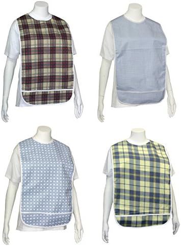Adult Vinyl Adult Bibs with Crumb Catcher - Premium Bib (4 Pack)
