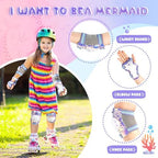 NEMONE Mermaid Knee Pads for Kids, Girls Boys Knee Elbow Pads Wrist Guards with Drawstring Bag, Adjustable Reflective Protective Gear Set for Roller Skates Bike Cycling Skateboard Scooter