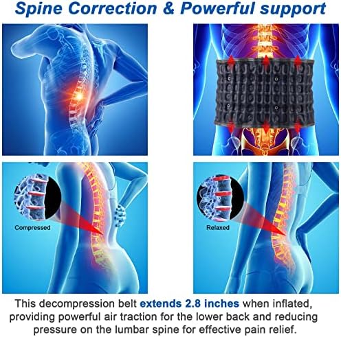 Back Pain Belt Inflatable Lumbar Support for Lower Back Pain Relief Decompression Belt Spinal Traction Device, One Size Fits 29-49 Waist