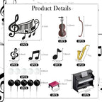 Knana 22Pcs Music Cake Toppers Piano Violin Cake Decorations Musical Notes Decorations for Party Supplies