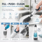 Soap Dispensing Brush Cleaner for Kitchen, Glassware, Mugs, and Plates, BPA Free Silicone Bristles, Portable Comprehensive Multi-Purpose Cleaning