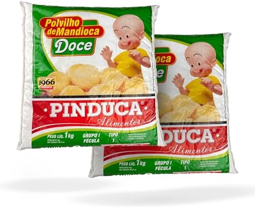 Pinduca Manioc Starch 1Kg 35.2oz Gluten-free Sweet Manioc Starch for Making Yummy Crunch Biscuits (Polvilho Biscuits) in Brazil
