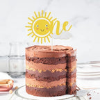 Sun One Cake Topper for Baby 1st Birthday,You Are My Sunshine Cake Topper,Gold Glitter Sunshine First Anniversary Shower Topper.