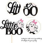 1 Pack Little Boo Halloween Cake Topper Glitter Happy Boo Day Ghost Cake Pick Baby Shower Kids Birthday Party Cupcake Decoration Supplies Black