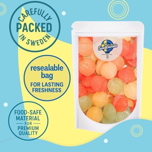 Malaco Sour Seashells | Syrliga Snäckor Fruity Swedish Candy | Sweet & Tangy Vegan Scandinavian Gummies 8oz - 1/2 lbs - 227g
